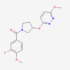 molecular formula C17H18FN3O4 B2832906 (3-Fluoro-4-methoxyphenyl)(3-((6-methoxypyridazin-3-yl)oxy)pyrrolidin-1-yl)methanone CAS No. 2034503-30-3