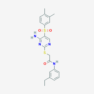 2-{[4-AMINO-5-(3,4-DIMETHYLBENZENESULFONYL)PYRIMIDIN-2-YL]SULFANYL}-N-(3-ETHYLPHENYL)ACETAMIDE