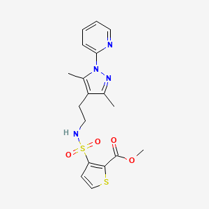 molecular formula C18H20N4O4S2 B2832932 methyl 3-({2-[3,5-dimethyl-1-(pyridin-2-yl)-1H-pyrazol-4-yl]ethyl}sulfamoyl)thiophene-2-carboxylate CAS No. 2034257-60-6