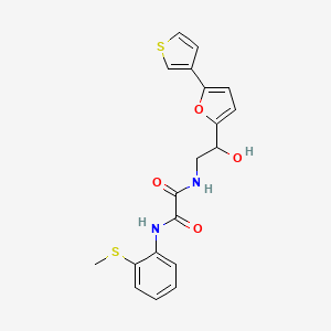 molecular formula C19H18N2O4S2 B2832944 N1-(2-hydroxy-2-(5-(thiophen-3-yl)furan-2-yl)ethyl)-N2-(2-(methylthio)phenyl)oxalamide CAS No. 2034345-68-9