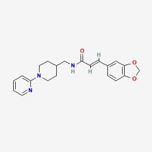 molecular formula C21H23N3O3 B2832945 (E)-3-(benzo[d][1,3]dioxol-5-yl)-N-((1-(pyridin-2-yl)piperidin-4-yl)methyl)acrylamide CAS No. 1235692-29-1