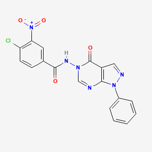 molecular formula C18H11ClN6O4 B2832948 4-chloro-3-nitro-N-(4-oxo-1-phenyl-1H-pyrazolo[3,4-d]pyrimidin-5(4H)-yl)benzamide CAS No. 899996-45-3