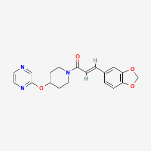 (E)-3-(benzo[d][1,3]dioxol-5-yl)-1-(4-(pyrazin-2-yloxy)piperidin-1-yl)prop-2-en-1-one