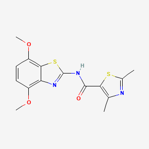 molecular formula C15H15N3O3S2 B2832966 N-(4,7-dimethoxybenzo[d]thiazol-2-yl)-2,4-dimethylthiazole-5-carboxamide CAS No. 1171641-79-4