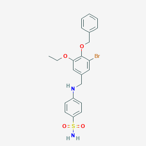 molecular formula C22H23BrN2O4S B283297 4-{[4-(Benzyloxy)-3-bromo-5-ethoxybenzyl]amino}benzenesulfonamide 