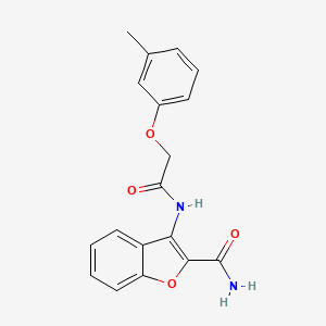 molecular formula C18H16N2O4 B2833004 3-(2-(m-Tolyloxy)acetamido)benzofuran-2-carboxamide CAS No. 898373-74-5