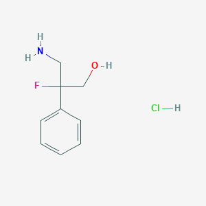 molecular formula C9H13ClFNO B2833008 3-Amino-2-fluoro-2-phenylpropan-1-ol hydrochloride CAS No. 2229316-33-8