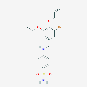 molecular formula C18H21BrN2O4S B283301 4-{[4-(Allyloxy)-3-bromo-5-ethoxybenzyl]amino}benzenesulfonamide 