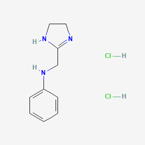 molecular formula C10H15Cl2N3 B2833020 N-[(4,5-dihydro-1H-imidazol-2-yl)methyl]aniline dihydrochloride CAS No. 166904-37-6