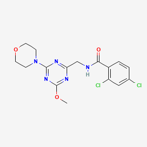 molecular formula C16H17Cl2N5O3 B2833025 2,4-dichloro-N-((4-methoxy-6-morpholino-1,3,5-triazin-2-yl)methyl)benzamide CAS No. 2034578-44-2
