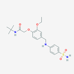 molecular formula C21H29N3O5S B283303 N-tert-butyl-2-(2-ethoxy-4-{[(4-sulfamoylphenyl)amino]methyl}phenoxy)acetamide 