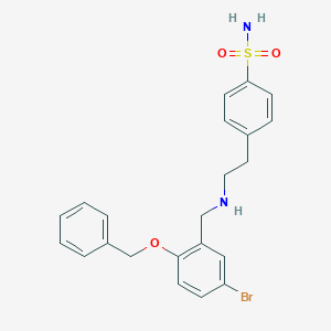 molecular formula C22H23BrN2O3S B283305 4-(2-{[2-(Benzyloxy)-5-bromobenzyl]amino}ethyl)benzenesulfonamide 