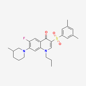 molecular formula C26H31FN2O3S B2833051 3-((3,5-dimethylphenyl)sulfonyl)-6-fluoro-7-(3-methylpiperidin-1-yl)-1-propylquinolin-4(1H)-one CAS No. 931698-18-9