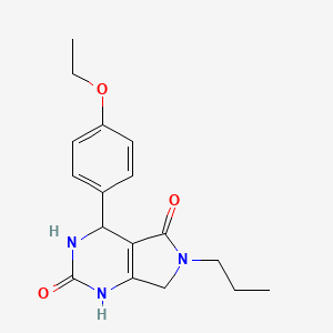 molecular formula C17H21N3O3 B2833057 4-(4-ethoxyphenyl)-6-propyl-3,4,6,7-tetrahydro-1H-pyrrolo[3,4-d]pyrimidine-2,5-dione CAS No. 923683-73-2