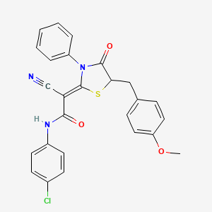 molecular formula C26H20ClN3O3S B2833060 (Z)-N-(4-氯苯基)-2-氰基-2-(5-(4-甲氧基苄基)-4-氧代-3-苯基噻唑烷-2-基亚乙酰胺 CAS No. 489403-65-8