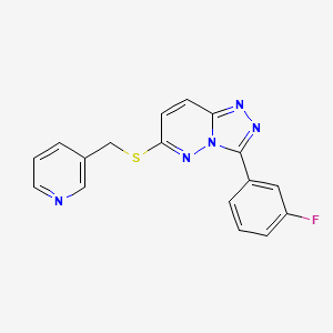 molecular formula C17H12FN5S B2833077 3-(3-Fluorophenyl)-6-(pyridin-3-ylmethylsulfanyl)-[1,2,4]triazolo[4,3-b]pyridazine CAS No. 852375-12-3