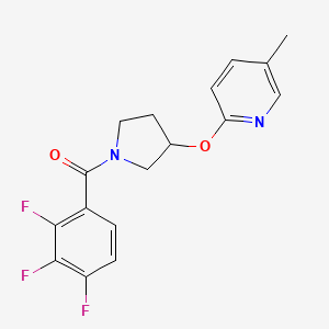 molecular formula C17H15F3N2O2 B2833085 (3-((5-甲基吡啶-2-基)氧基)吡咯啉-1-基)(2,3,4-三氟苯基)甲酮 CAS No. 1904240-20-5