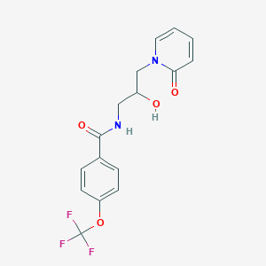 molecular formula C16H15F3N2O4 B2833089 N-(2-hydroxy-3-(2-oxopyridin-1(2H)-yl)propyl)-4-(trifluoromethoxy)benzamide CAS No. 1795210-28-4