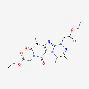 molecular formula C18H24N6O6 B2833092 ethyl 2-{7-[(ethoxycarbonyl)methyl]-3,4,9-trimethyl-6,8-dioxo-5,7,9-trihydro-4 H-1,2,4-triazino[4,3-h]purinyl}acetate CAS No. 898410-38-3