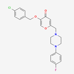 molecular formula C23H22ClFN2O3 B2833093 5-((4-chlorobenzyl)oxy)-2-((4-(4-fluorophenyl)piperazin-1-yl)methyl)-4H-pyran-4-one CAS No. 898440-03-4