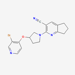 molecular formula C18H17BrN4O B2833095 2-[3-(3-Bromopyridin-4-yl)oxypyrrolidin-1-yl]-6,7-dihydro-5H-cyclopenta[b]pyridine-3-carbonitrile CAS No. 2415533-06-9