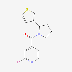 molecular formula C14H13FN2OS B2833098 2-Fluoro-4-[2-(thiophen-3-yl)pyrrolidine-1-carbonyl]pyridine CAS No. 1259157-13-5