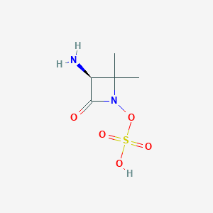 molecular formula C5H10N2O5S B2833105 2-Azetidinone, 3-amino-4,4-dimethyl-1-(sulfooxy)-, (3S)- CAS No. 102507-49-3