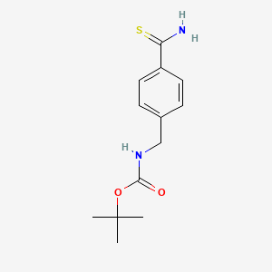 molecular formula C13H18N2O2S B2833108 Tert-butyl N-[(4-carbamothioylphenyl)methyl]carbamate CAS No. 217313-80-9