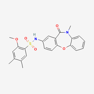 molecular formula C23H22N2O5S B2833109 2-甲氧基-4,5-二甲基-N-(10-甲基-11-氧代-10,11-二氢二苯并[b,f][1,4]噁唑-2-基)苯磺酰胺 CAS No. 922061-58-3