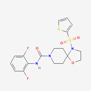 molecular formula C18H19F2N3O4S2 B2833111 N-(2,6-difluorophenyl)-4-(thiophen-2-ylsulfonyl)-1-oxa-4,8-diazaspiro[4.5]decane-8-carboxamide CAS No. 1206984-88-4