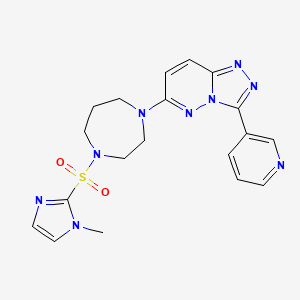 molecular formula C19H21N9O2S B2833114 6-[4-(1-Methylimidazol-2-yl)sulfonyl-1,4-diazepan-1-yl]-3-pyridin-3-yl-[1,2,4]triazolo[4,3-b]pyridazine CAS No. 2380193-89-3