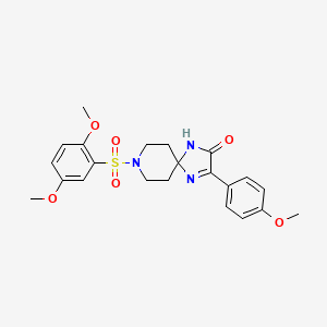 molecular formula C22H25N3O6S B2833118 8-((2,5-Dimethoxyphenyl)sulfonyl)-3-(4-methoxyphenyl)-1,4,8-triazaspiro[4.5]dec-3-en-2-one CAS No. 1189963-94-7
