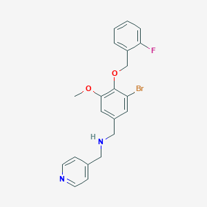 molecular formula C21H20BrFN2O2 B283312 N-{3-bromo-4-[(2-fluorobenzyl)oxy]-5-methoxybenzyl}-N-(4-pyridinylmethyl)amine 