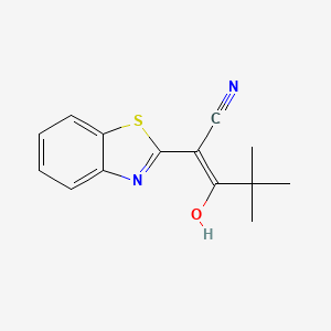 molecular formula C14H14N2OS B2833123 2-(3-羟苯并噻唑-2-基亚甲基)-4,4-二甲基-3-氧代戊腈 CAS No. 158262-76-1