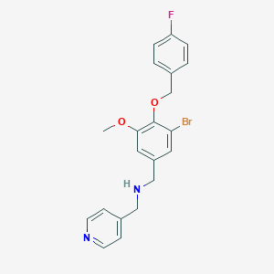molecular formula C21H20BrFN2O2 B283314 N-{3-bromo-4-[(4-fluorobenzyl)oxy]-5-methoxybenzyl}-N-(4-pyridinylmethyl)amine 