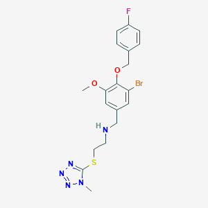 molecular formula C19H21BrFN5O2S B283315 N-[[3-bromo-4-[(4-fluorophenyl)methoxy]-5-methoxyphenyl]methyl]-2-[(1-methyl-5-tetrazolyl)thio]ethanamine 