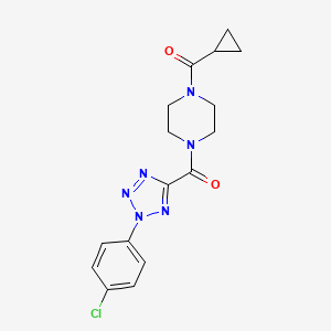 B2833165 (2-(4-chlorophenyl)-2H-tetrazol-5-yl)(4-(cyclopropanecarbonyl)piperazin-1-yl)methanone CAS No. 1396791-21-1