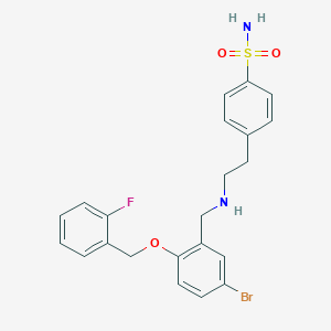 molecular formula C22H22BrFN2O3S B283317 4-[2-({5-Bromo-2-[(2-fluorobenzyl)oxy]benzyl}amino)ethyl]benzenesulfonamide 