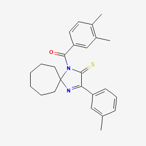 molecular formula C25H28N2OS B2833178 1-(3,4-二甲基苯甲酰)-3-(3-甲基苯基)-1,4-二氮杂螺[4.6]十一烯-2-硫酮 CAS No. 1223767-57-4