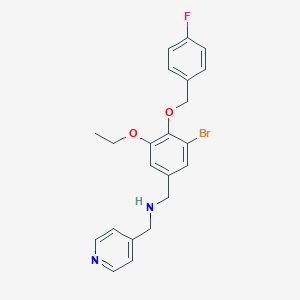 molecular formula C22H22BrFN2O2 B283318 N-{3-bromo-5-ethoxy-4-[(4-fluorobenzyl)oxy]benzyl}-N-(4-pyridinylmethyl)amine 