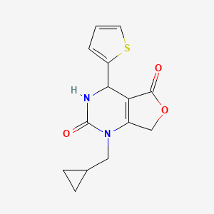 molecular formula C14H14N2O3S B2833185 1-(cyclopropylmethyl)-4-(2-thienyl)-4,7-dihydrofuro[3,4-d]pyrimidine-2,5(1H,3H)-dione CAS No. 2119998-71-7