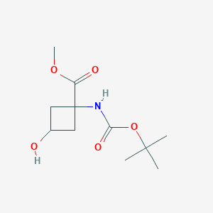 molecular formula C11H19NO5 B2833188 甲基 1-{[(叔丁氧羰基)氨基]-3-羟基环丁烷-1-羧酸酯 CAS No. 222727-35-7