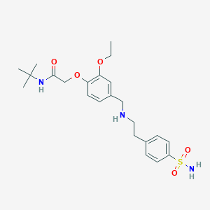 molecular formula C23H33N3O5S B283321 N-tert-butyl-2-[2-ethoxy-4-({[2-(4-sulfamoylphenyl)ethyl]amino}methyl)phenoxy]acetamide 