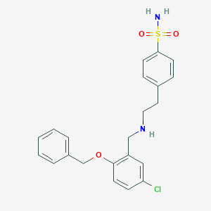 molecular formula C22H23ClN2O3S B283323 4-[2-[(5-Chloro-2-phenylmethoxyphenyl)methylamino]ethyl]benzenesulfonamide 