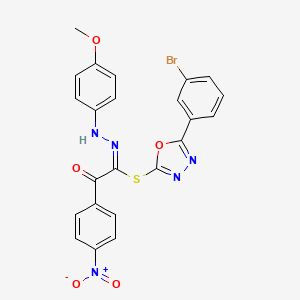[5-(3-bromophenyl)-1,3,4-oxadiazol-2-yl] (1E)-N-(4-methoxyanilino)-2-(4-nitrophenyl)-2-oxoethanimidothioate