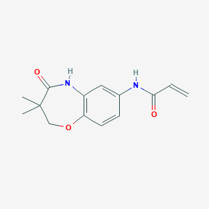 molecular formula C14H16N2O3 B2833236 N-(3,3-Dimethyl-4-oxo-2,5-dihydro-1,5-benzoxazepin-7-yl)prop-2-enamide CAS No. 2361656-45-1
