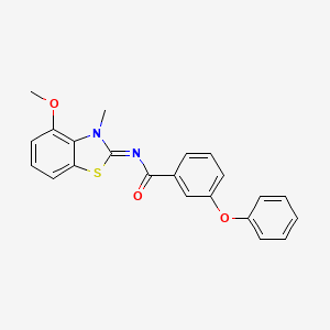 molecular formula C22H18N2O3S B2833237 N-(4-methoxy-3-methyl-1,3-benzothiazol-2-ylidene)-3-phenoxybenzamide CAS No. 441291-34-5