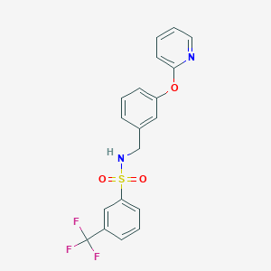 molecular formula C19H15F3N2O3S B2833240 N-(3-(pyridin-2-yloxy)benzyl)-3-(trifluoromethyl)benzenesulfonamide CAS No. 1705675-82-6