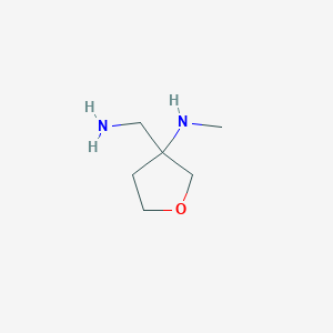 molecular formula C6H14N2O B2833241 3-(aminomethyl)-N-methyloxolan-3-amine CAS No. 1342845-57-1