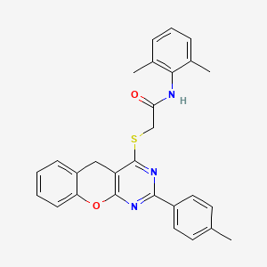 molecular formula C28H25N3O2S B2833245 N-(2,6-二甲基苯甲基)-2-((2-(对甲苯基)-5H-咯并[2,3-d]嘧啄啉-4-基)硫)乙酰胺 CAS No. 866726-41-2